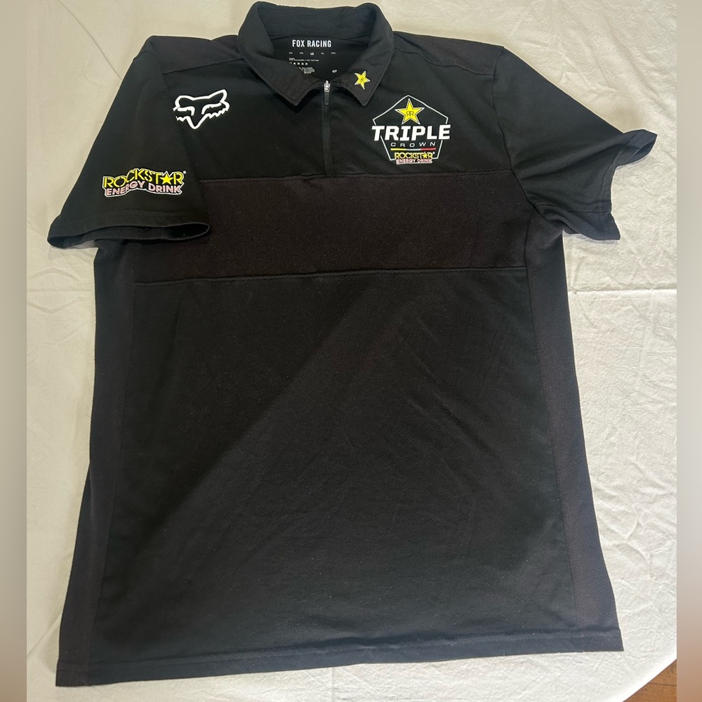 Fox Racing Rockstar Energy Men's Black Polo Shirt From Canadian Triple Crown